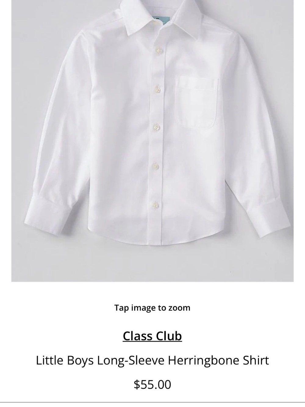 Class Club Boys White Long-Sleeve Button-Down Dress Shirt